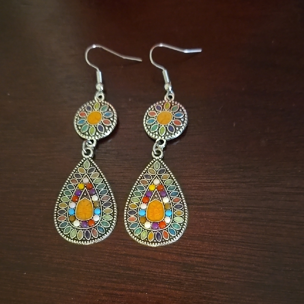 Colorful Teardrop Dangle Earrings